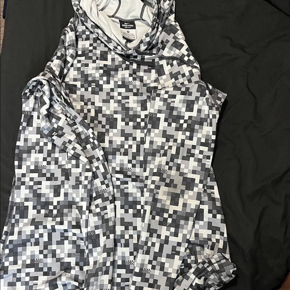 Nike Pro Dri-FIT Checkered Black and Gray Hoodie